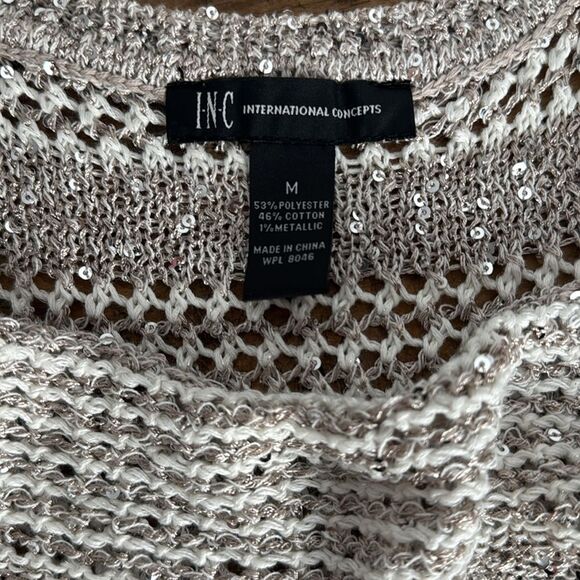 NWOT INC International Concepts Cowl Neck Loose-knit Sparkle Tank Sweater - M - Picture 5 of 8